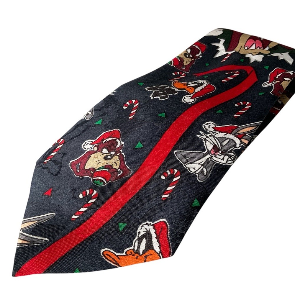 LOONEY TUNES Mania Tie Christmas Holiday Bugs Bunny Daffy Duck Taz 1994 Vintage